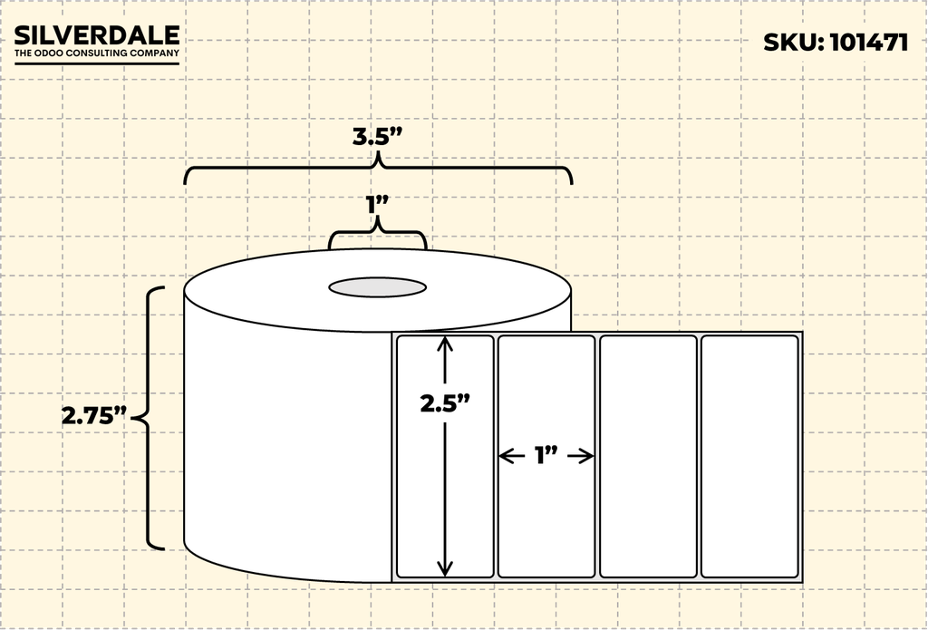 2.5x1 Blank Labels, 1 Roll, 1380 Labels