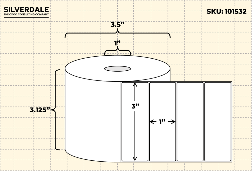 3x1 Blank Labels, 1 Roll, 1375 Labels