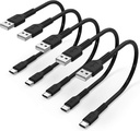 USB A to USB C Charging Cable - 6 inch - Pack of 5