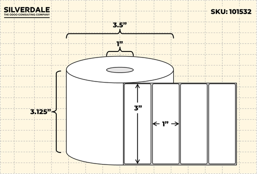 [P101532] 3x1 Blank Labels, 1 Roll, 1375 Labels